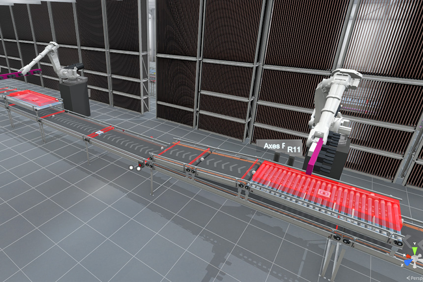 Simulation industrielle transitique/robotique pour un cuisiniste